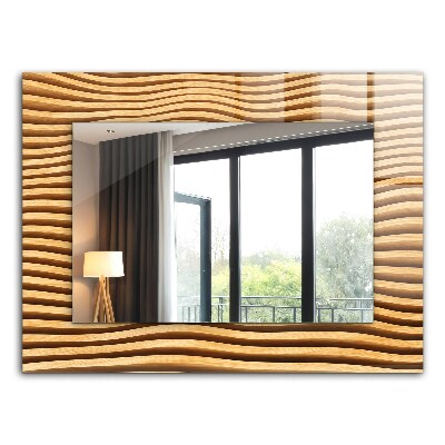 Specchio con cornice stampata Onde di legno