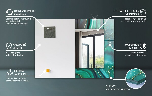 Specchio con cornice stampata Texture astratta colorata