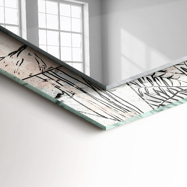 Specchio con cornice stampata Piante con volpe di cervo