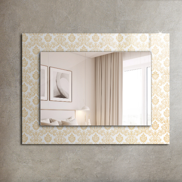 Specchio con cornice stampata Ornamenti gialli