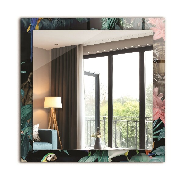 Specchio con cornice stampata Pappagalli tigri della giungla