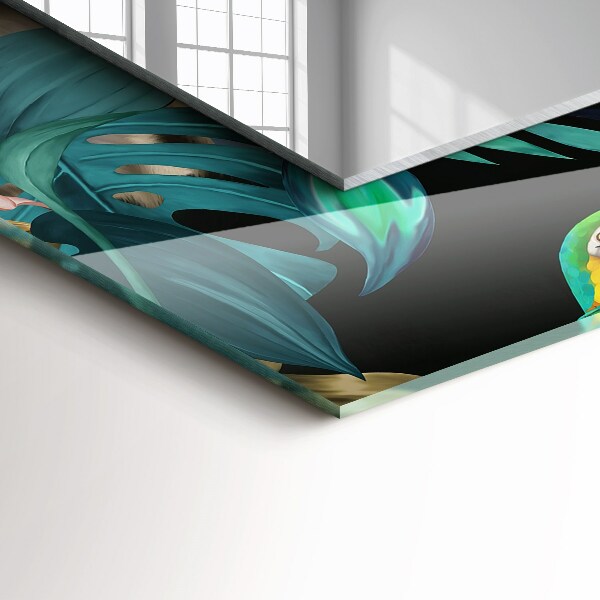 Specchio con cornice stampata Pappagalli tigri della giungla