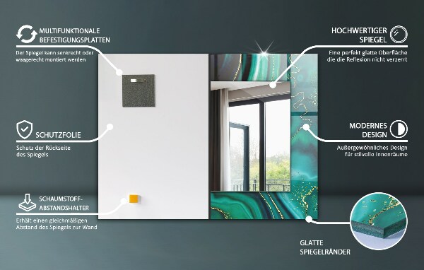 Specchio con cornice stampata Foglie tropicali