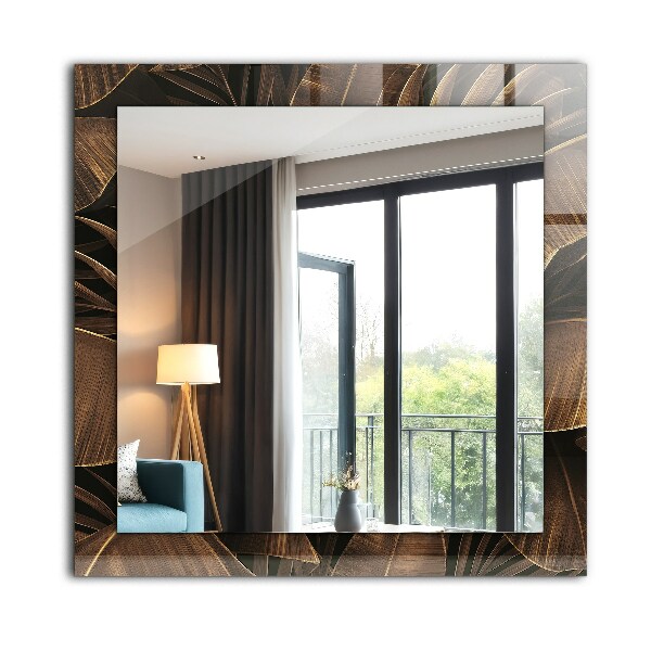 Specchio con cornice stampata Foglie tropicali