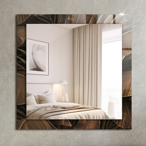 Specchio con cornice stampata Foglie tropicali