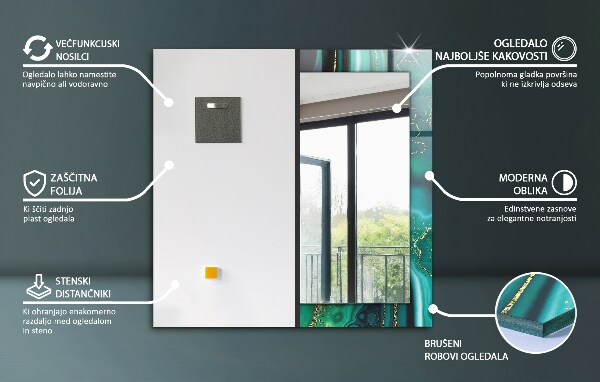 Specchio con cornice stampata Foglie tropicali