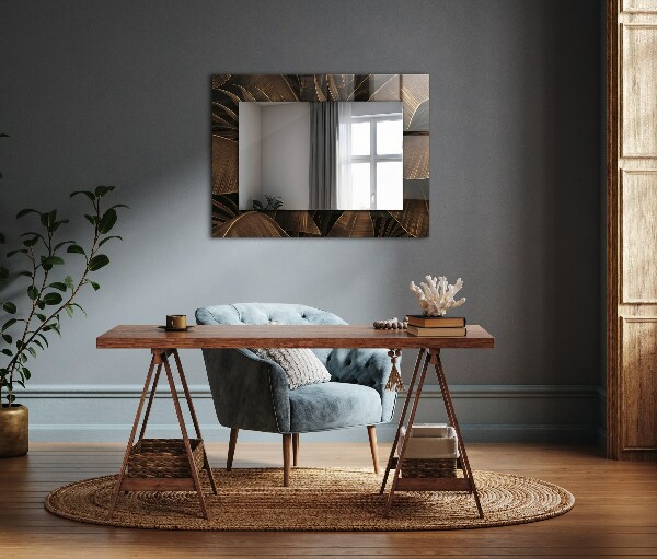 Specchio con cornice stampata Foglie tropicali