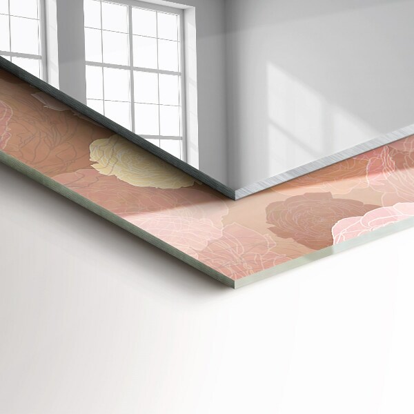 Specchio con cornice stampata Fiori di peonia