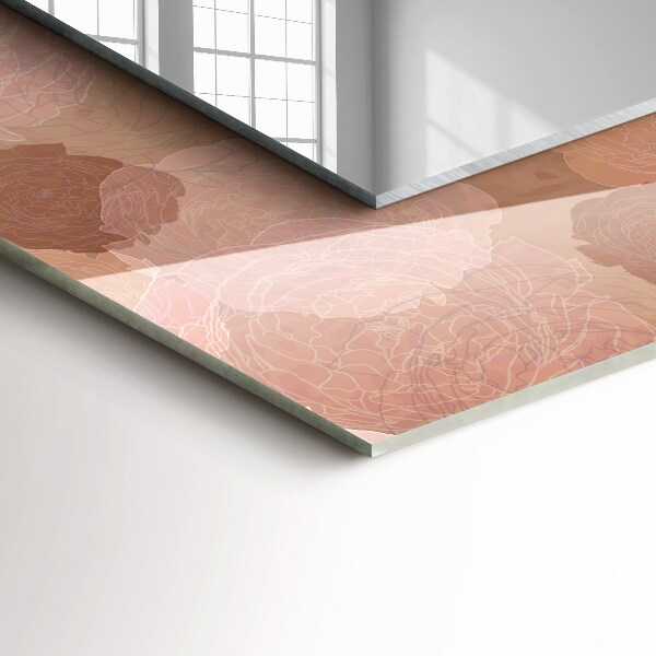 Specchio con cornice stampata Fiori di peonia