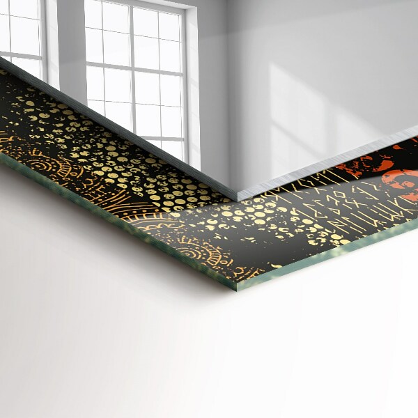 Specchio con cornice stampata Modello di ornamento etnico