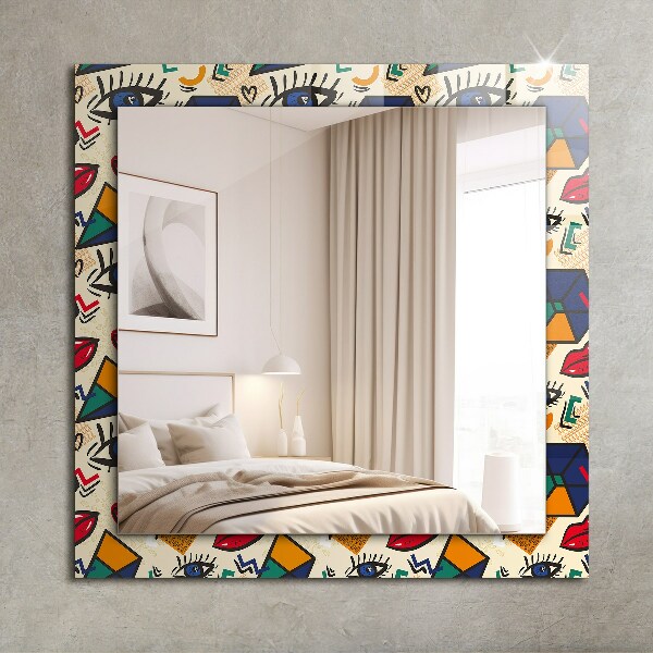 Specchio stampato Forme di occhi e bocca