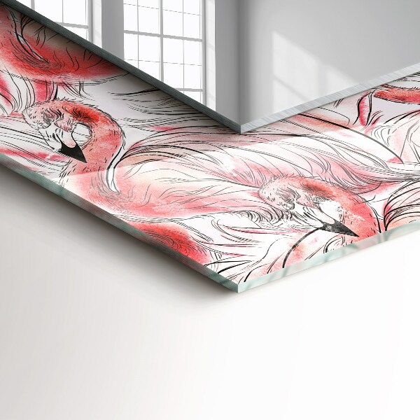 Specchio con cornice stampata Fenicotteri rosa