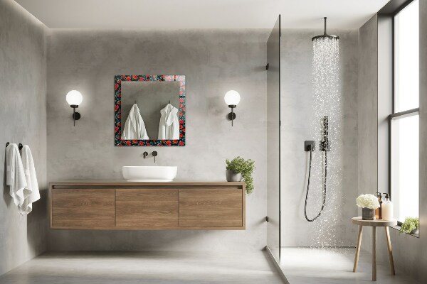 Specchio con cornice stampata Fiori di papavero