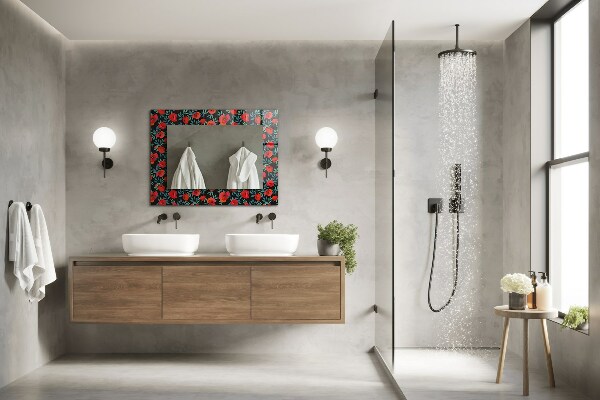 Specchio con cornice stampata Fiori di papavero