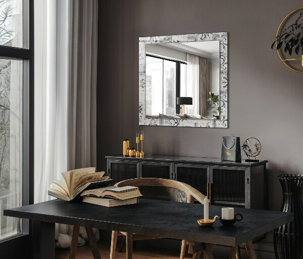 Specchio con cornice stampata Motivo di piastrelle ornamentali
