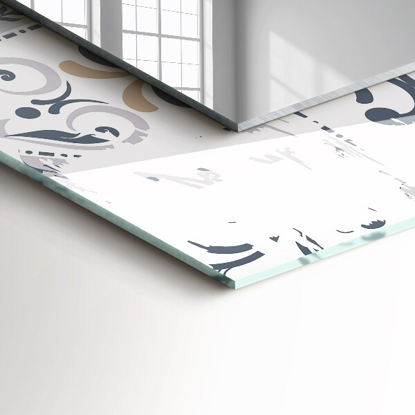 Specchio con cornice stampata Motivo di piastrelle ornamentali