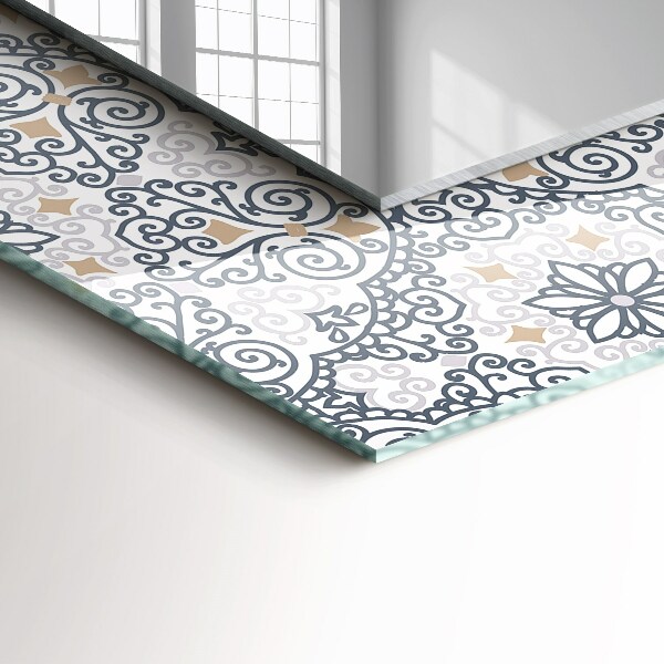 Specchio stampato Ornamenti con motivo a piastrelle