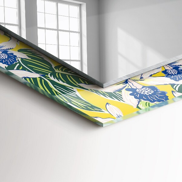 Specchio con cornice stampata Fiori e foglie