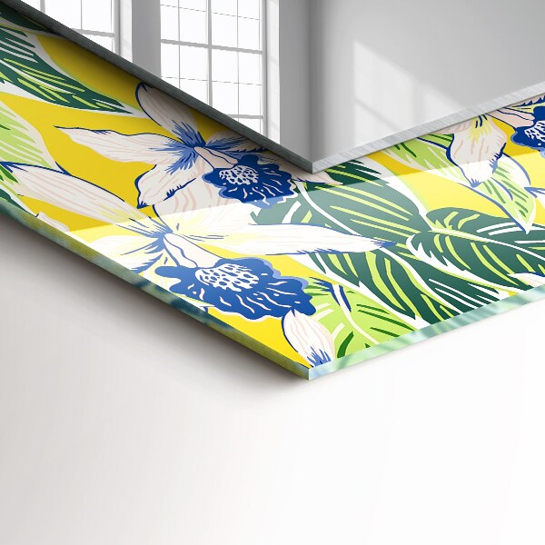 Specchio con cornice stampata Fiori e foglie