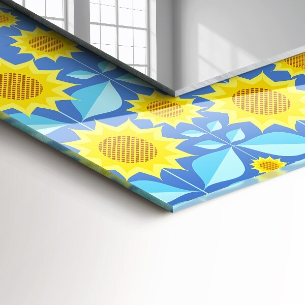 Specchio con cornice stampata Pattern di foglie di girasoli