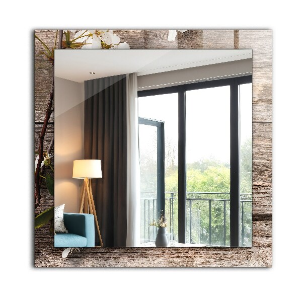 Specchio stampato Fiori su legno