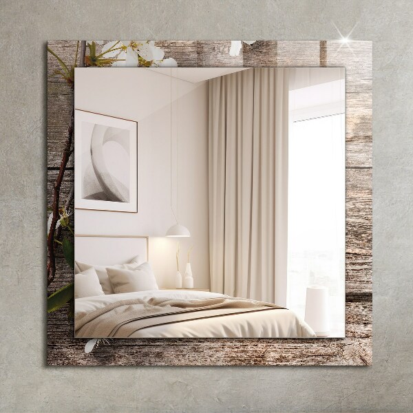 Specchio stampato Fiori su legno