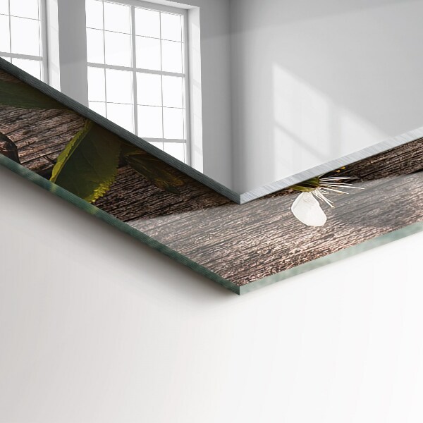 Specchio stampato Fiori su legno