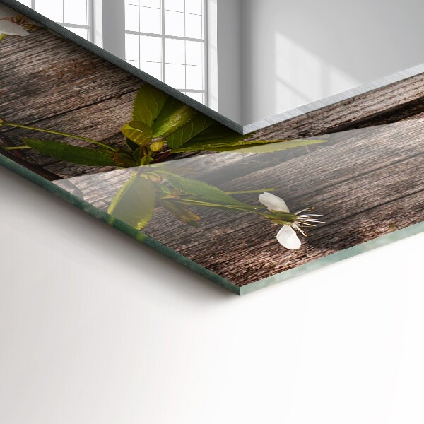 Specchio stampato Fiori su legno