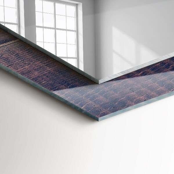 Specchio con cornice stampata Legno con tulipani rosa