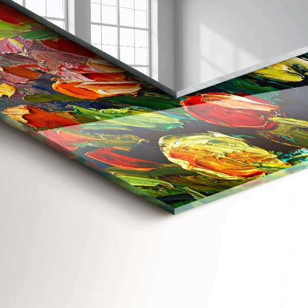 Specchio con cornice stampata Campo di tulipani