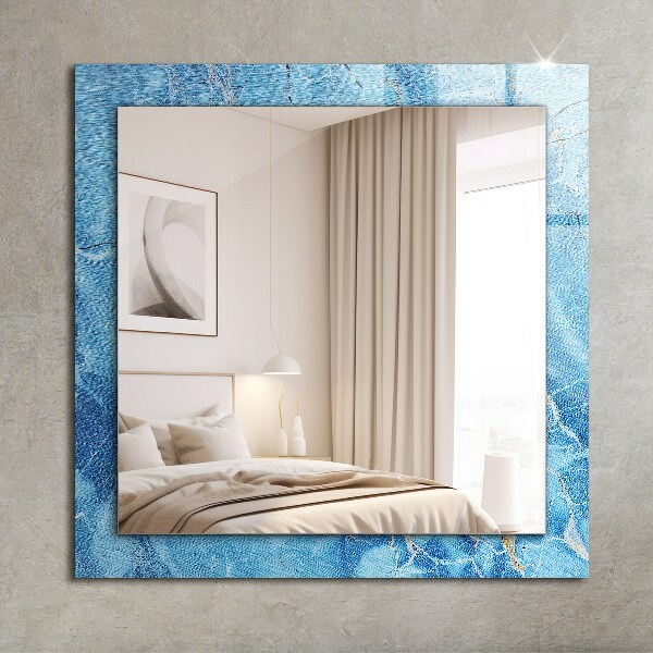 Specchio con cornice stampata Motivo blu marmorizzato