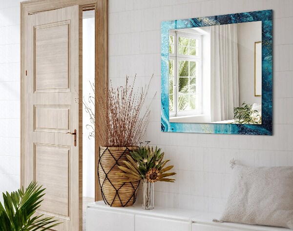 Specchio con cornice stampata Arte astratta blu