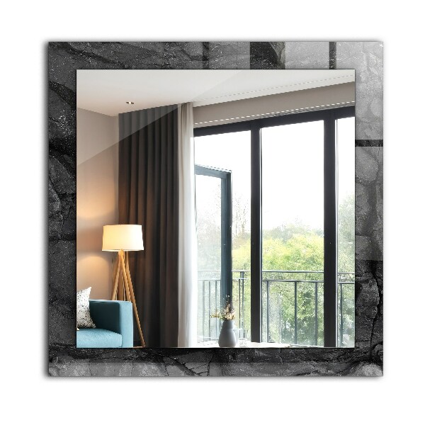 Specchio stampato Crepe di roccia nera