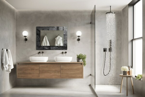 Specchio stampato Crepe di roccia nera