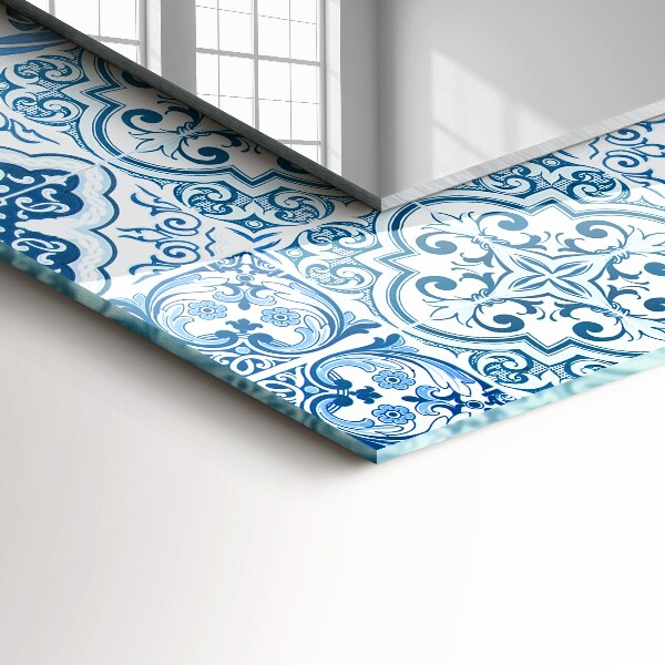 Specchio con cornice stampata Piastrelle decorative blu