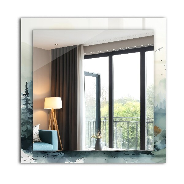 Specchio stampato Foresta nella nebbia