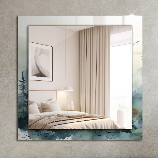 Specchio stampato Foresta nella nebbia