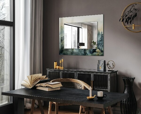 Specchio stampato Foresta nella nebbia