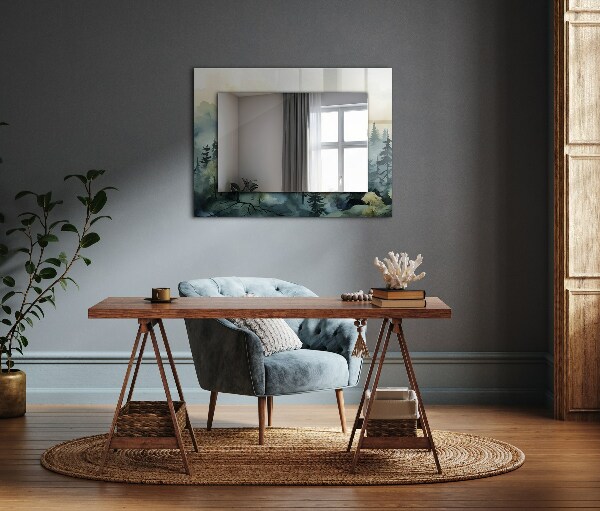 Specchio stampato Foresta nella nebbia