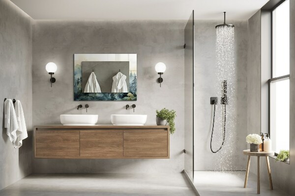 Specchio stampato Foresta nella nebbia