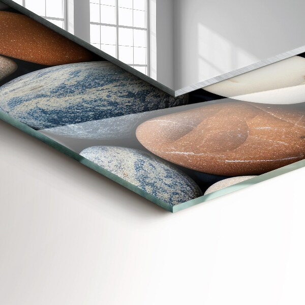 Specchio con cornice stampata Pietre lisce colorate