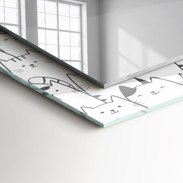 Specchio con cornice stampata gatti allegri