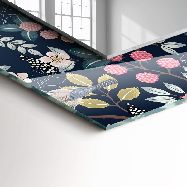 Specchio decoro Fiori foglie uccelli