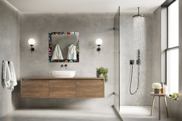 Specchio con cornice stampata Motivi popolari colorati