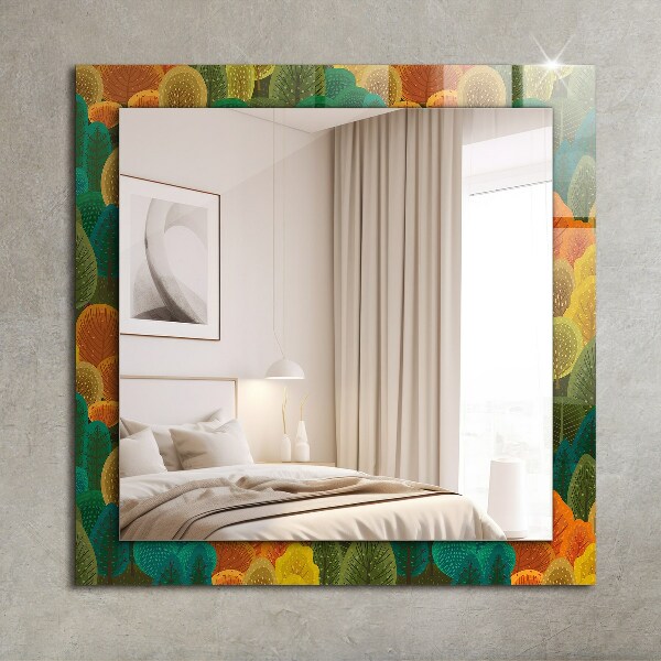 Specchio con cornice stampata Alberi d'autunno