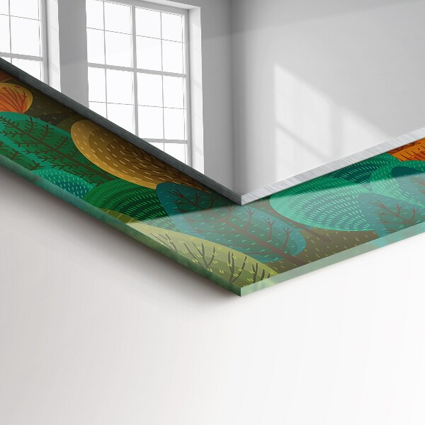 Specchio con cornice stampata Alberi d'autunno