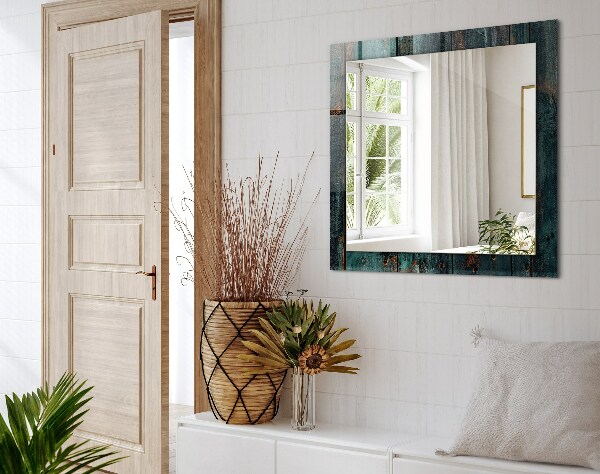 Specchio con cornice stampata Tavole verdi in legno