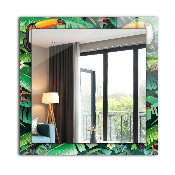 Specchio stampato Foglie di giungla di tucani