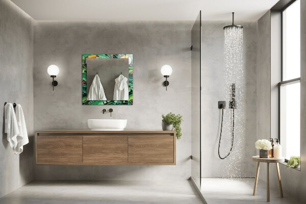 Specchio stampato Foglie di giungla di tucani