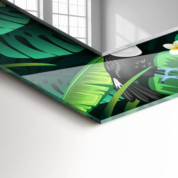 Specchio stampato Foglie di giungla di tucani